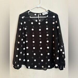 EMELIA POLKA DOT SHEER BLOUSE SIZE S